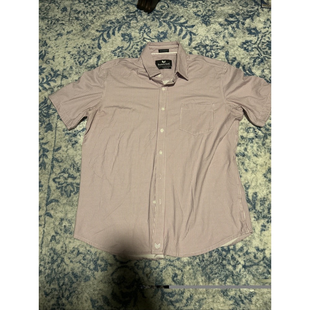 Buttercloth Shirt Mens Large Purple Icy Cotton Button Up Stretch Regular Preppy